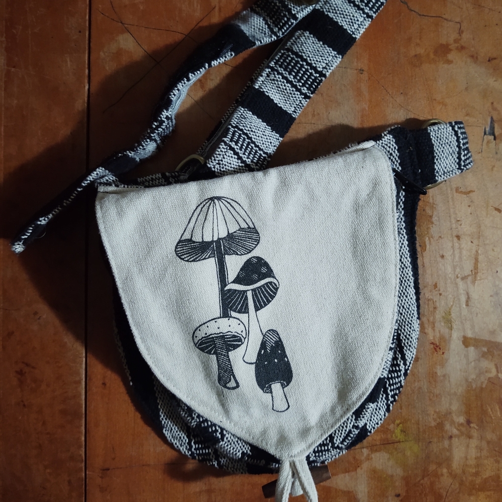 Soul flower hemp fanny pack with mushrooms